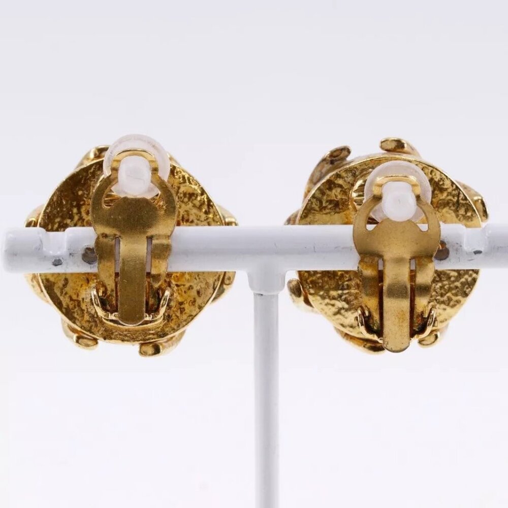 CHANEL COCO Mark Earring vintage Plated Gold/Fake pearl 31g Women - Picture 3 of 15